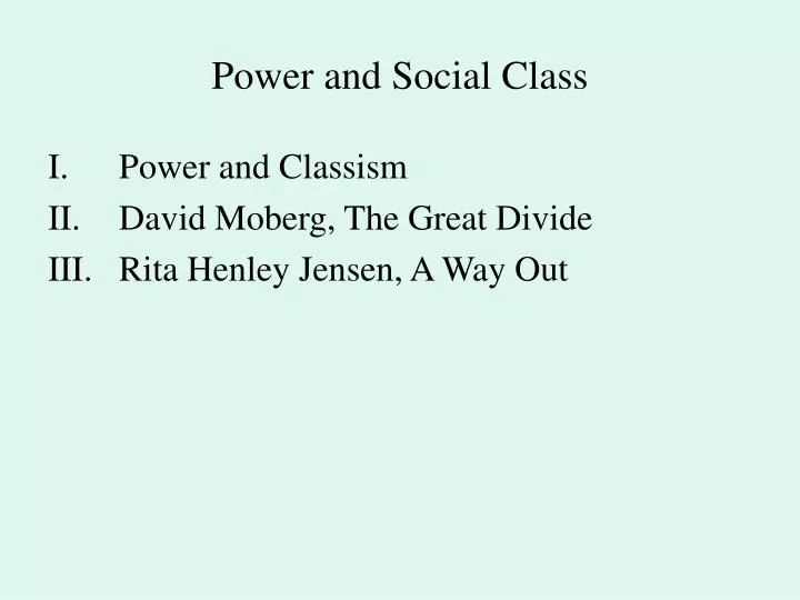 power and social class