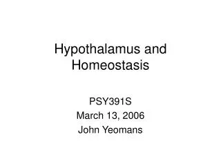 Hypothalamus and Homeostasis