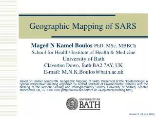 Geographic Mapping of SARS