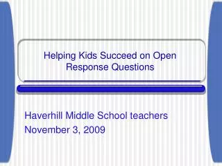 Helping Kids Succeed on Open Response Questions