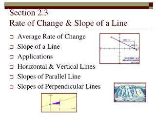 Section 2.3 Rate of Change &amp; Slope of a Line