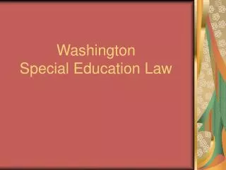 Washington Special Education Law