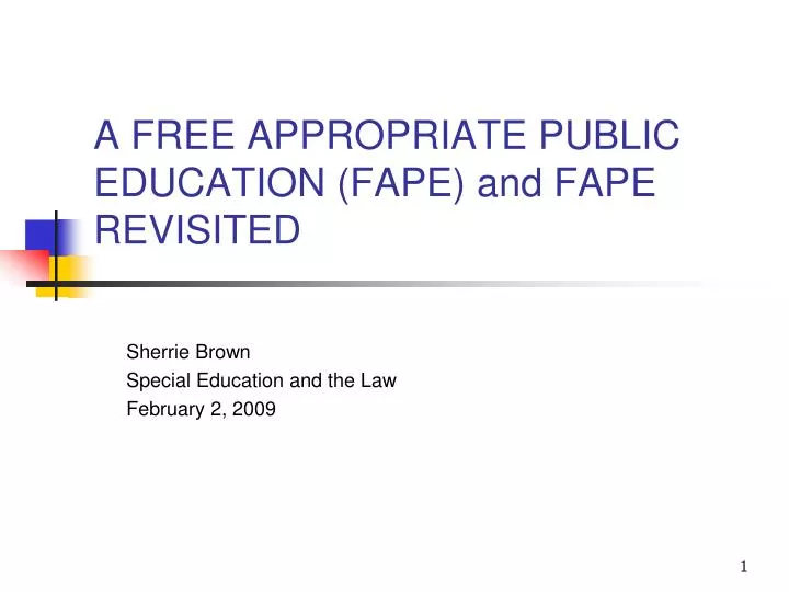 a free appropriate public education fape and fape revisited