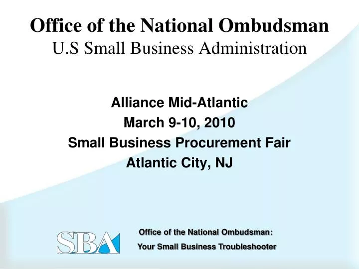 office of the national ombudsman u s small business administration