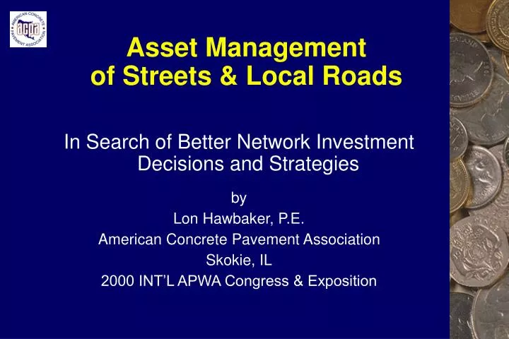 asset management of streets local roads