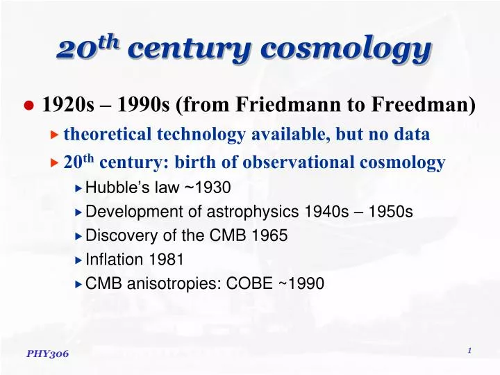 20 th century cosmology