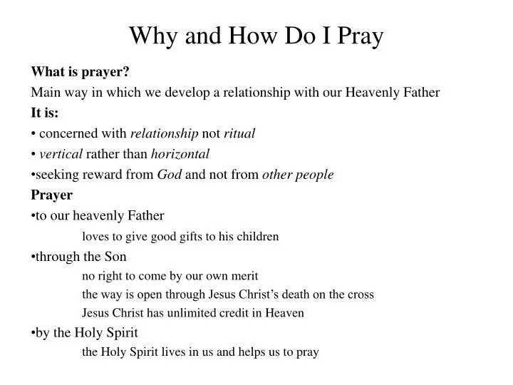 why and how do i pray