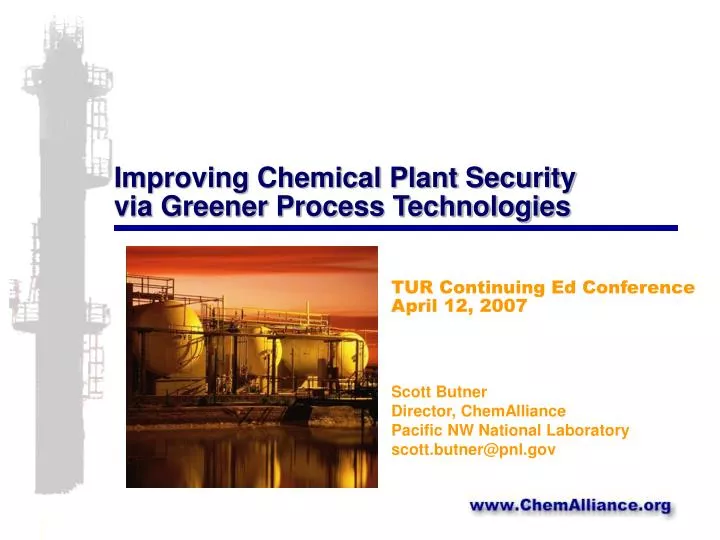 improving chemical plant security via greener process technologies