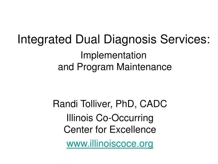 integrated dual diagnosis services implementation and program maintenance
