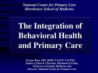 The Integration of Behavioral Health and Primary Care