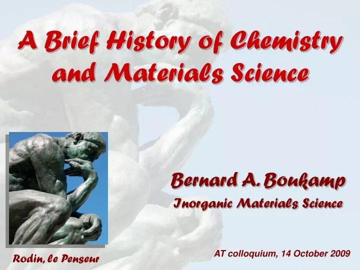 a brief history of chemistry and materials science
