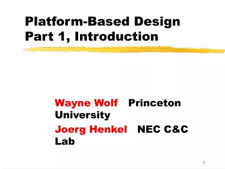 platform based design part 1 introduction