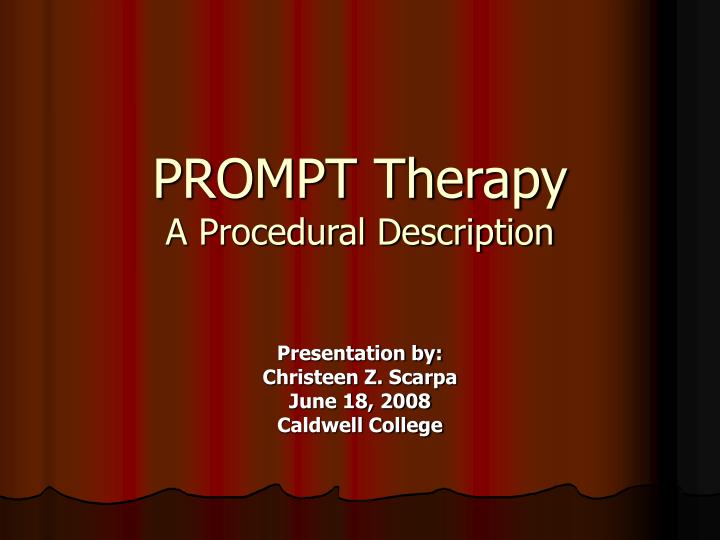 prompt therapy a procedural description