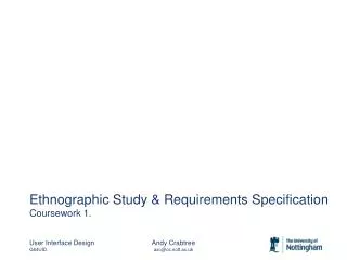 Ethnographic Study &amp; Requirements Specification Coursework 1.