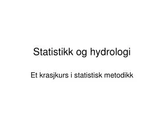 Statistikk og hydrologi