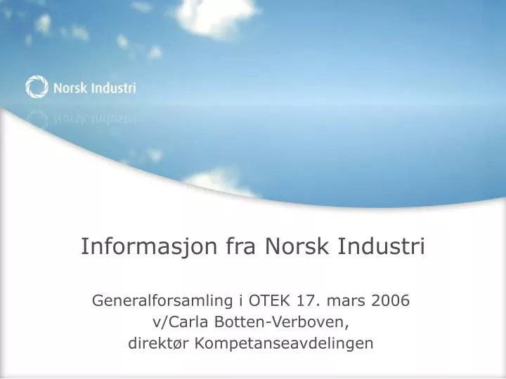 informasjon fra norsk industri