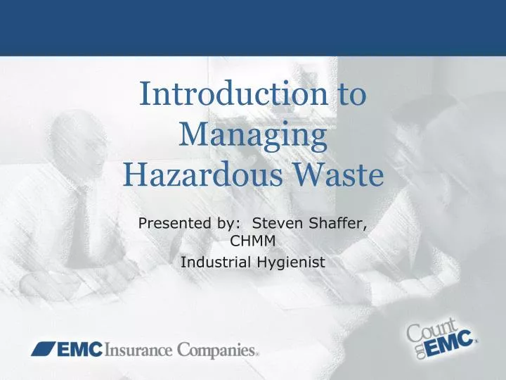 introduction to managing hazardous waste