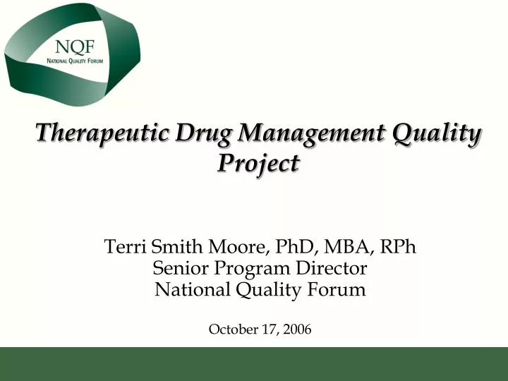 therapeutic drug management quality project