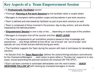 Key Aspects of a Team Empowerment Session