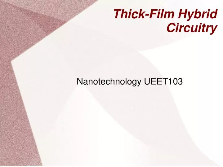 thick film hybrid circuitry
