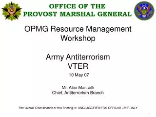 OPMG Resource Management Workshop Army Antiterrorism VTER