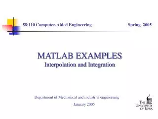 MATLAB EXAMPLES Interpolation and Integration