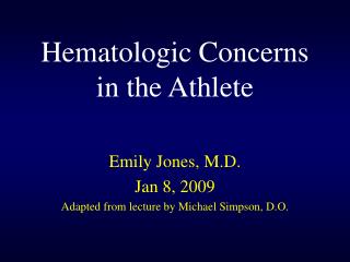 Hematologic Concerns in the Athlete