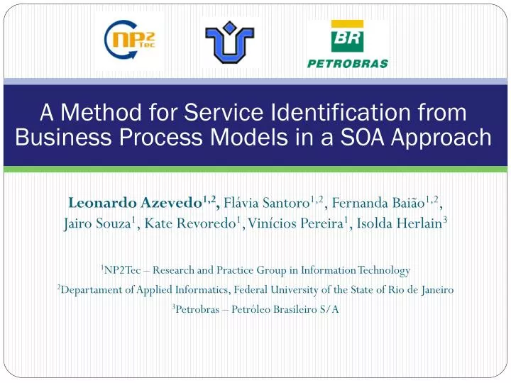 a method for service identification from business process models in a soa approach