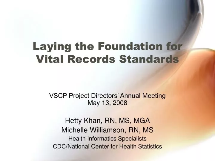 laying the foundation for vital records standards