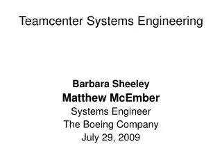 Teamcenter Systems Engineering