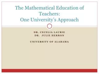 The Mathematical Education of Teachers: One University’s Approach