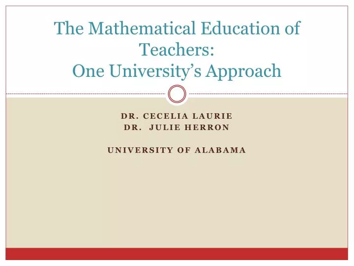 the mathematical education of teachers one university s approach