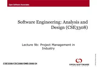 Software Engineering: Analysis and Design (CSE3308)