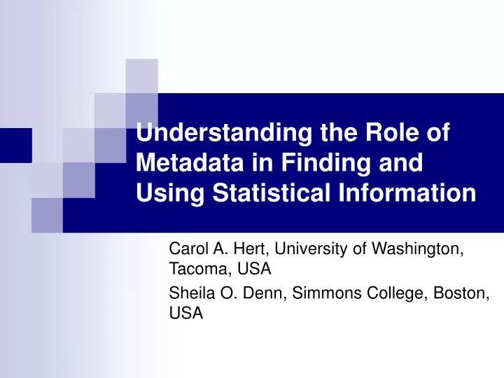 understanding the role of metadata in finding and using statistical information