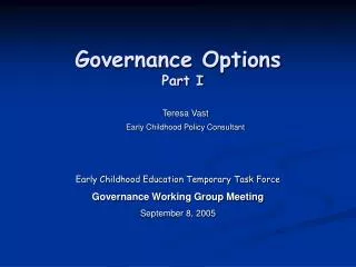 Governance Options Part I
