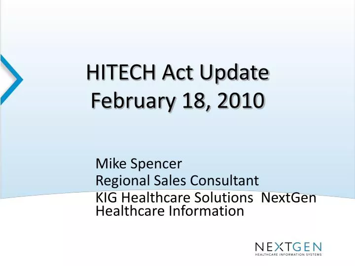 hitech act update february 18 2010