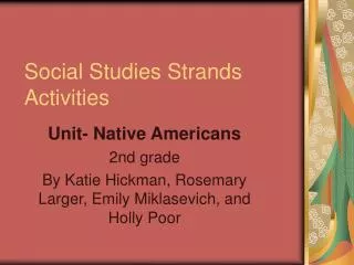 Social Studies Strands Activities