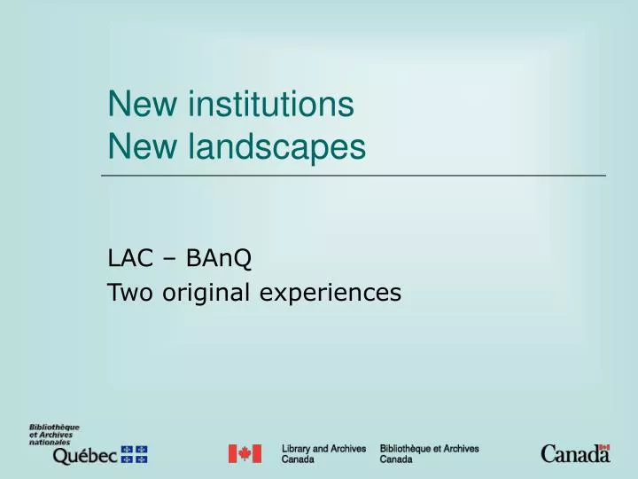 new institutions new landscapes