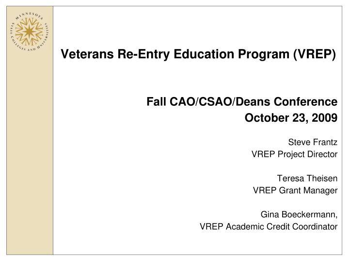 veterans re entry education program vrep