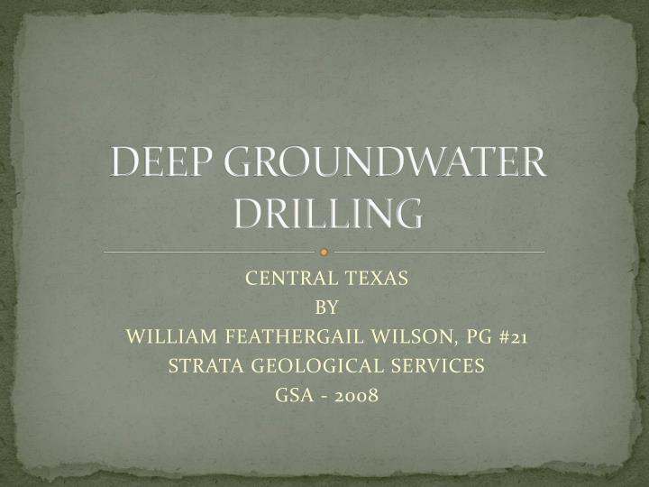 deep groundwater drilling