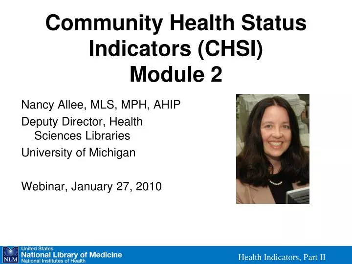 community health status indicators chsi module 2