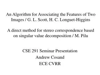 CSE 291 Seminar Presentation Andrew Cosand ECE CVRR