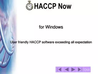 for Windows User friendly HACCP software exceeding all expectation