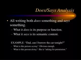 Does/Says Analysis