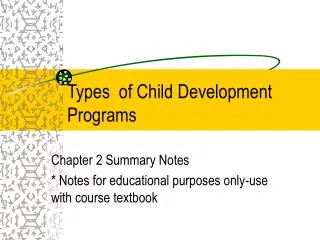 Types of Child Development Programs