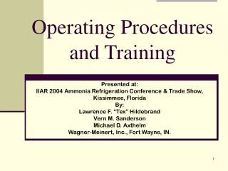 Operating Procedures and Training
