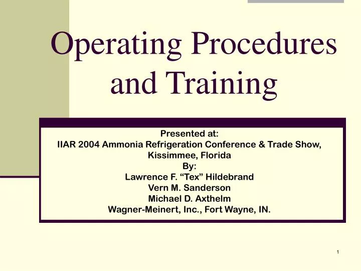 operating procedures and training