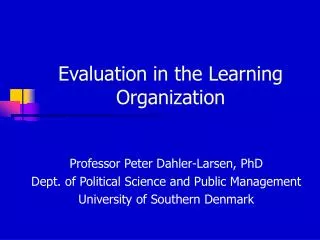 Evaluation in the Learning Organization