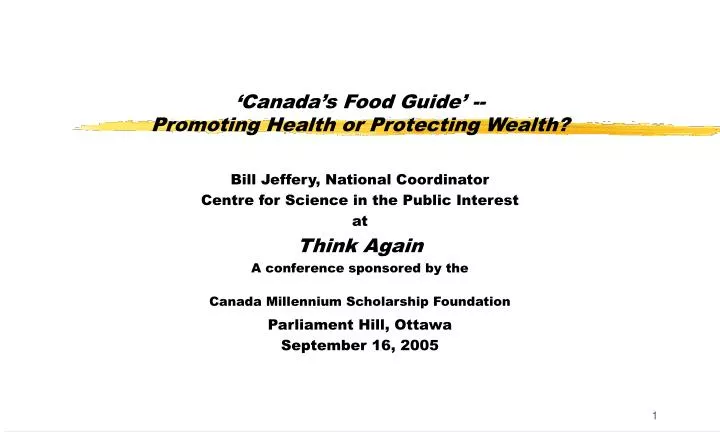 canada s food guide promoting health or protecting wealth