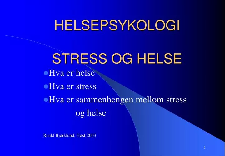 helsepsykologi stress og helse